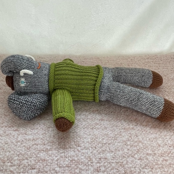 Blabla 13” Hercule Knit Elephant Plush Toy Doll Green Sweater - Picture 10 of 11